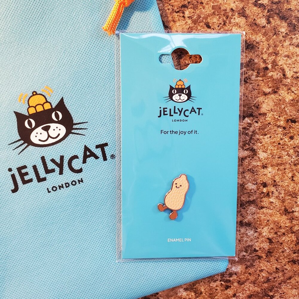 Jellycat London Purrks Exclusive Amuseables Peanut Enamel Pin w/Dust Bag NEW